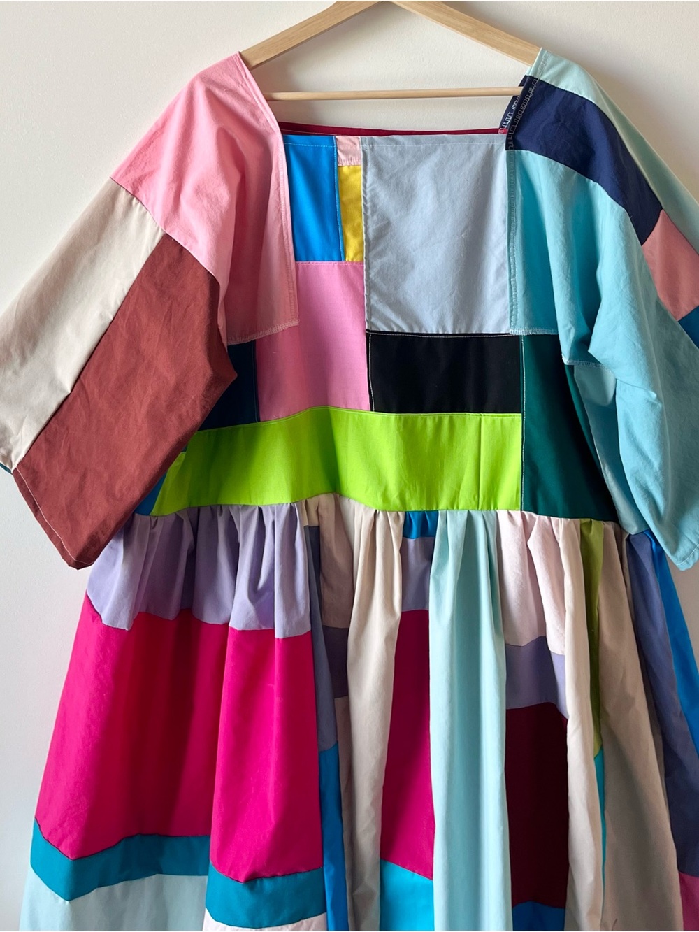 Handmade Quilted Patchwork Colorblock Dress SKU 05034 - Picture 7 of 16
